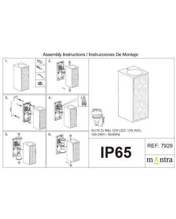 BERET * APLIQUE IP65 2L*GU10  GRIS OSCURO